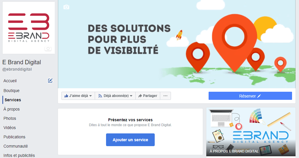 facebook page services section ajout