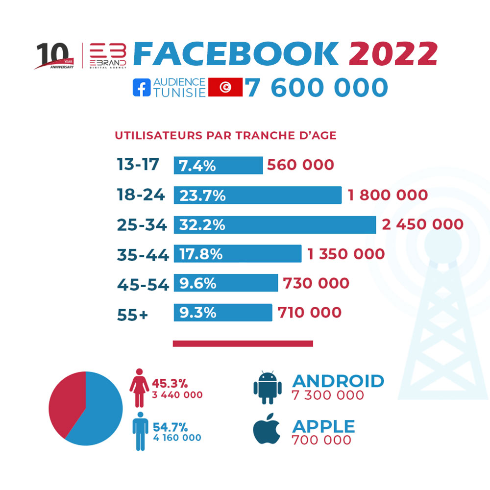 Chiffres Clés Facebook en Tunisie 2022