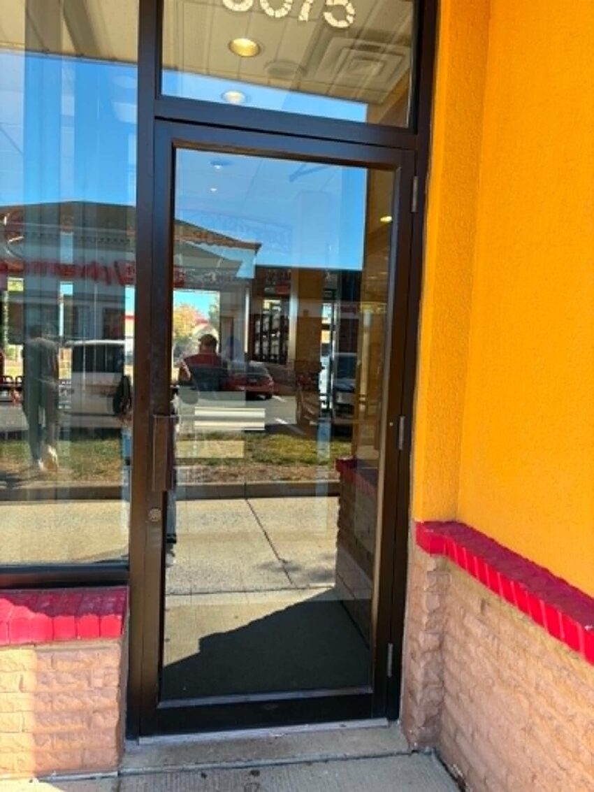 Automatic sliding glass door installation retail store Maryland