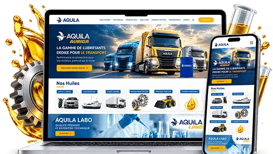Site web d’Aquila Chimie sur ordinateur et mobile
