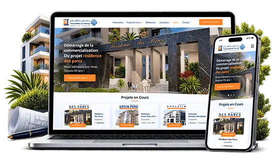 Site web de L’Immobilière de l’Avenue sur ordinateur et mobile