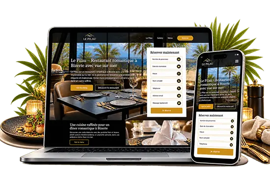 Site web du restaurant Le Pilau à Bizerte avec réservation en ligne