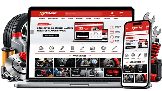 Site e-commerce Xpress Auto sur ordinateur et mobile